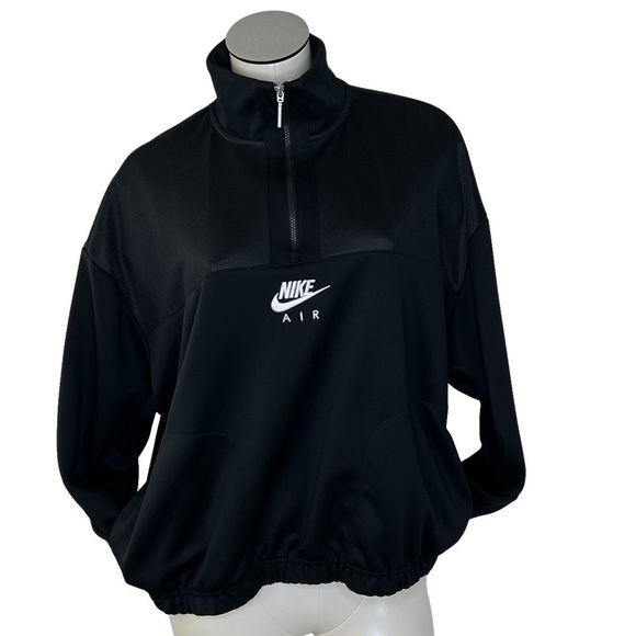 NIKE SPORTSWEAR AIR 1/4 Zip Black White Mesh Pullover Women's Size L - Picture 1 of 16